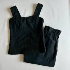 【uncrave】リネン100％ セットアップ ブラック 麻　ワイドパンツ