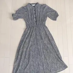 花柄ボタン付きシャツワンピース