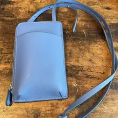 【UNIQLO】レザー スマホショルダーバッグ 青