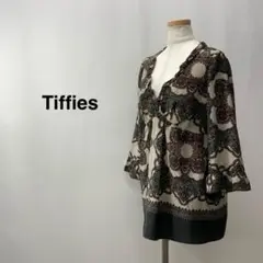【Tiffiesティッフィーズ】 ペイズリー柄長袖カットソーチュニック Fフリー