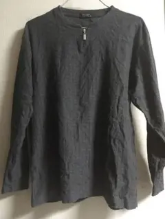 カットソー　ハーフジップ　長袖　M トップス　メンズ　グレー