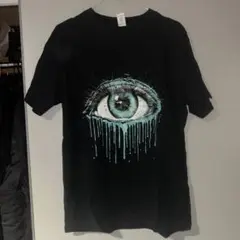 目のグラフィックプリント Tシャツ ブラック