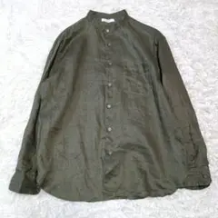 UNIQLO ユニクロ プレミアムリネンスタンドカラー 長袖シャツ M