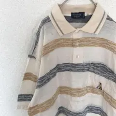 80s イタリア製 刺繍 総柄 ポロシャツ ヴィンテージ ゴルフ