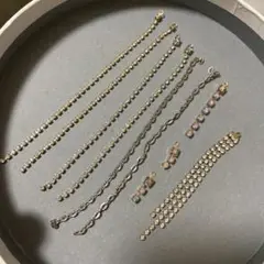 ハンドメイドパーツ　ラインストーンロングチェーンセット