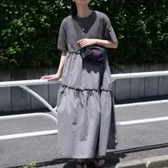 裾フリル ピグメントワンピース/Tシャツワンピース