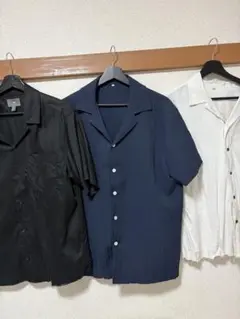 半袖シャツ　3枚セット　黒白紺　カットオフ加工 Mサイズ相当