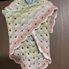 ハンドメイド三角ショール　バイラス編み　プレシャスコットン
