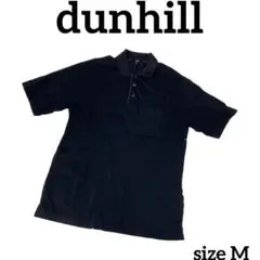 dunhill ダンヒル ポロシャツ ワンポイント刺繍 半袖 ブラック 黒 M