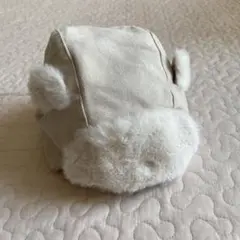 プティマイン　クリーム色 耳付き ベビー帽子　48cm