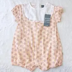 【新品タグ】moimoln モインモルン ロンパース 半袖 花柄 レース 80