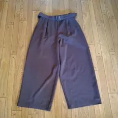 grove ブラウン ワイドパンツ ストレッチ　ベルト付き