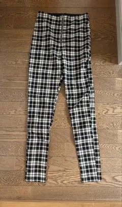 【美品】ZARA ザラ　ハイウエストパンツ　チェック柄スリムフィット