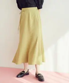 新品☆vis☆リネンライクマーメイドスカート☆キミドリ☆Lサイズ