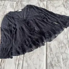 ✨美品✨Lui Jane フリル付きネイビー七分袖カーディガン　M