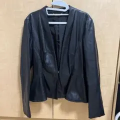 極美品 CELFORD ノーカラー フレア レザージャケット 黒ブラック 36 yp-00145-.jpg