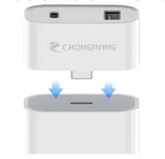 USB C-USBメス2で 1コンバーターアダプター