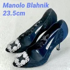 Manolo Blahnik ハンギシ HANGISI パンプス 36.5 紺