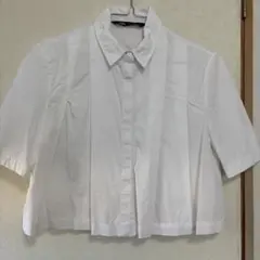 ZARA クロップドプリーツポプリンシャツ XS