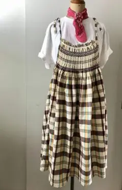 スモッキング刺繍ワンピース インド綿 新品未使用品 ラスト一点
