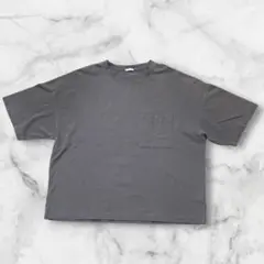 【美品】GU グレー オーバーサイズ Tシャツ XL ワイド　ポケット付き