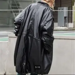 by YOUANCE 2WAY フェイクレザーモッズコート　ブラック