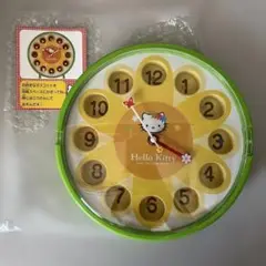 【Sanrio サンリオ】Hello Kitty 花形掛け時計 緑色