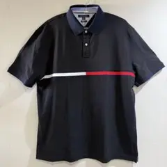 【新品】トミーヒルフィガー　 XXL パネルフラッグ　ポロシャツ　黒