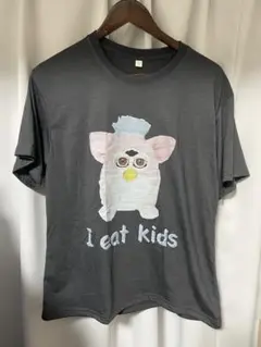 新品未使用　ファービー　I eat kids パロディTシャツ　ダークグレー