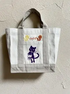 ① クロッチくん　帆布ミニトートバッグ　ハンドメイド