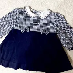 セリーヌ　CELINE 80cm ワンピース　千鳥柄　リボン　さくらんぼ　長袖