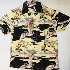 タグ付き新品　未使用　L 和柄　鶴柄　ハワイアンシャツ　アロハシャツ　.
