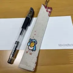 一本ペンケース❤︎ハシビロコウ❤︎手刺繍　ハーフリネン