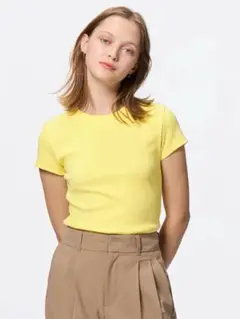 GU リブTシャツ　イエロー　新品未使用