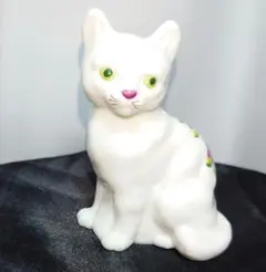 FENTON 花柄 CAT キャット 猫 フェントン ブルーガラス 置物 FENTON 花柄 CAT 猫 キャット フェントン ブルーガラス 置物
