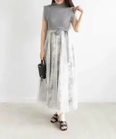 RANDA ニットドッキングチュールレイヤードワンピース