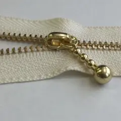 YKK 金属ファスナー 生成 10本(20cm ゴールド 玉付き)