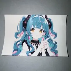 シール「青髪ロング女の子×角×銃のポーズ」