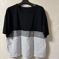 前身頃に異素材を使った半袖カットソー