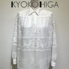 ⭐︎美品⭐︎KYOKO HIGA ホワイト レースシャツS シースルー　ゆったり