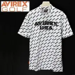 《アヴィレックス ゴルフ》新品 ロゴ総柄 ストレッチモックシャツ 普段使いも M