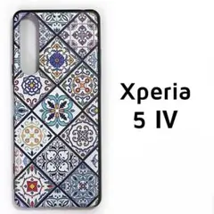 Xperia 5 Ⅳ ブルー タイル 青 エスニック カバー