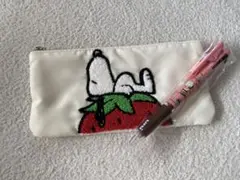 スヌーピー いちご刺繍ポーチとペンセット