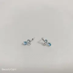 ELLE K18WG 天然石 おしゃれ ピアス キャッチ無し 刻印有