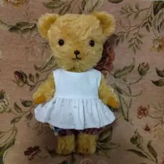 ハンドメイド テディベアアンテロープディストレスモヘアライトベージュ モヘア テディベア