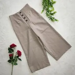 IENA イエナ【SIZE 36】ベージュ ボタン付き ワイドパンツ 毛100%