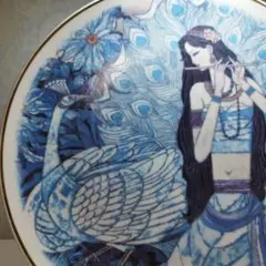 絵皿　中国北京の画家　ザン・ホンビン 「ピーコックプリンセス」26cm