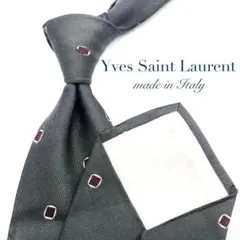 【送料無料】Yves Saint Laurent ネクタイ 小紋柄 グレー 高級