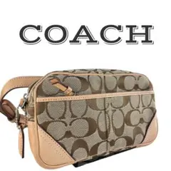 【美品】 COACH コーチ ウエストポーチ シグネクチャー ベージュ