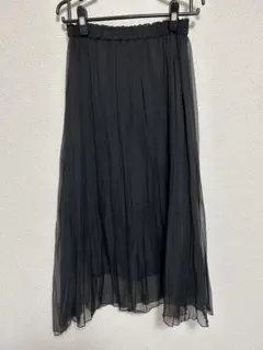 comme ca ism コムサイズム　シフォンプリーツロングスカート　ブラック